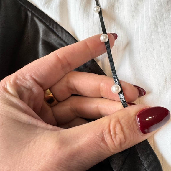 Pearls Open Back Satin Long Dress - Picture 4 of 6